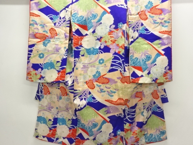 アンティーク　錦紗草花模様着物